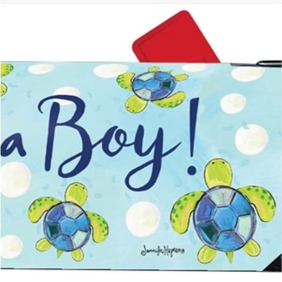 Magnet Works MailWrap Sea Turtle It's a Boy Mailbox Cover For Standard Mailboxes - Picture 5 of 12